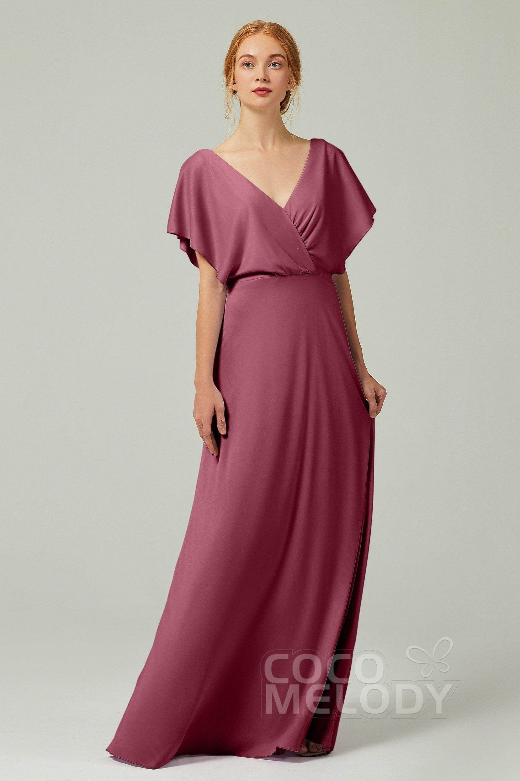A-Line Floor Length Chiffon Bridesmaid Dress CB0351 - COCOMELODY
